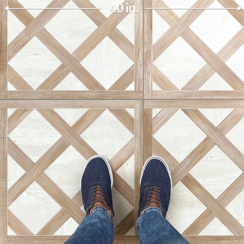 Merola Tile Fusione Intarsio Navona 23-1/2" x 23-1/2" Porcelain Floor and Wall Tile