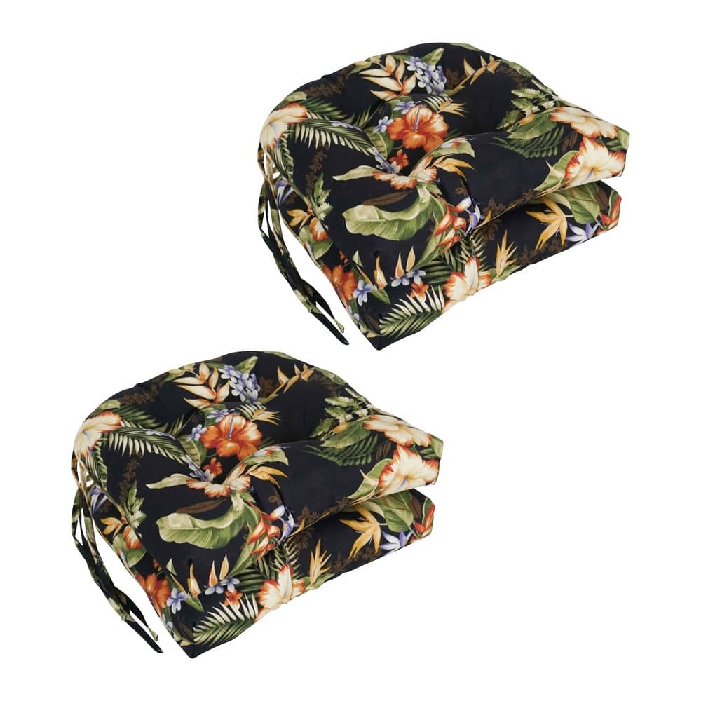 16-inch Rounded Back Tufted Indoor/Outdoor Chair Cushions (Set of 4) - 16"