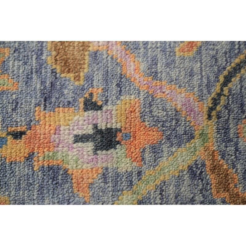 Blue Oushak Oriental Rug Hand-Knotted Transitional Wool Carpet - 4'1"x 5'10"