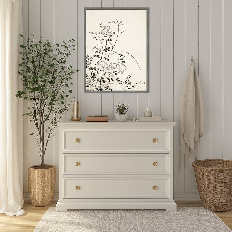 Autumn Flowers and Grasses (1762) by Miyazaki Yuzen (23 x 30 in.), Framed Canvas Wall Art Print