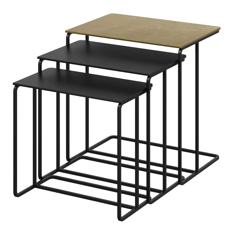 Industrial Chic Cast Aluminum 3Pc Accent Table Set - Gold - Aluminum