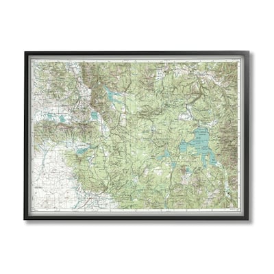 Stupell Yellowstone National Park Continental Divide Map Forest Geography Framed Wall Art