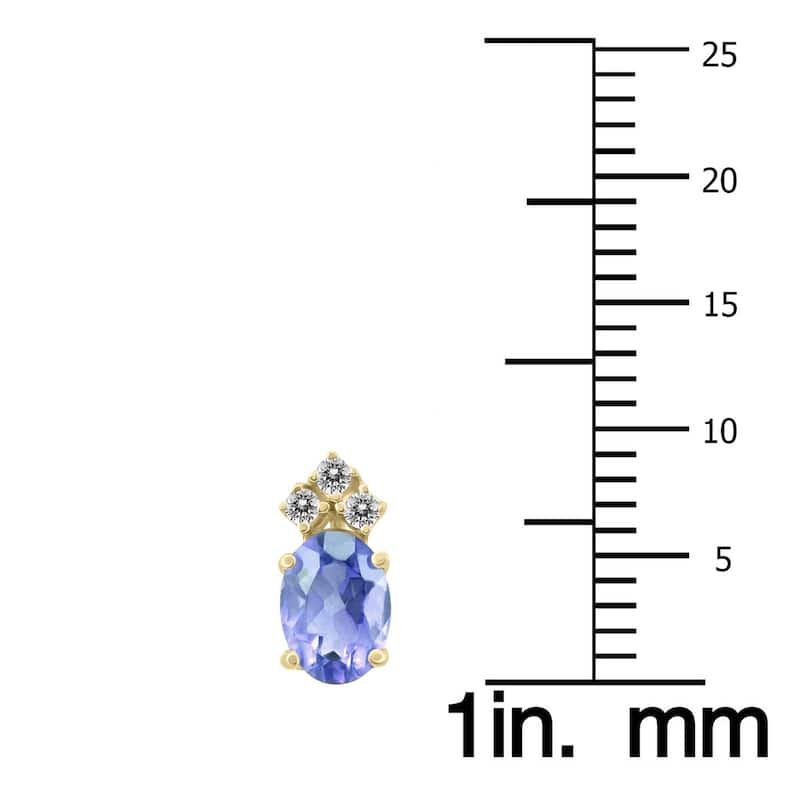 Marquee 14K Yellow Gold 6x4MM Oval Tanzanite and Diamond Earrings