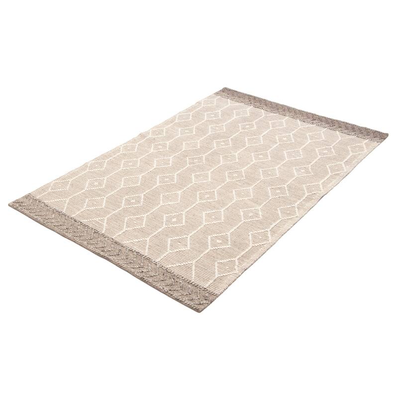 ECARPETGALLERY Braid weave Sienna Taupe Wool Rug - 5'1 x 8'2