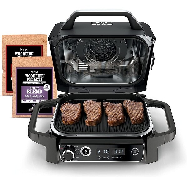 Ninja OG701 7-in- 1 Woodfire Outdoor Grill & Smoker (Grey) - Bed