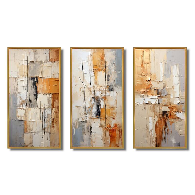 Designart "Abstraction I" Abstract Framed Wall Art Set Of 3 Frame Gallery Wall Set For Home Decor