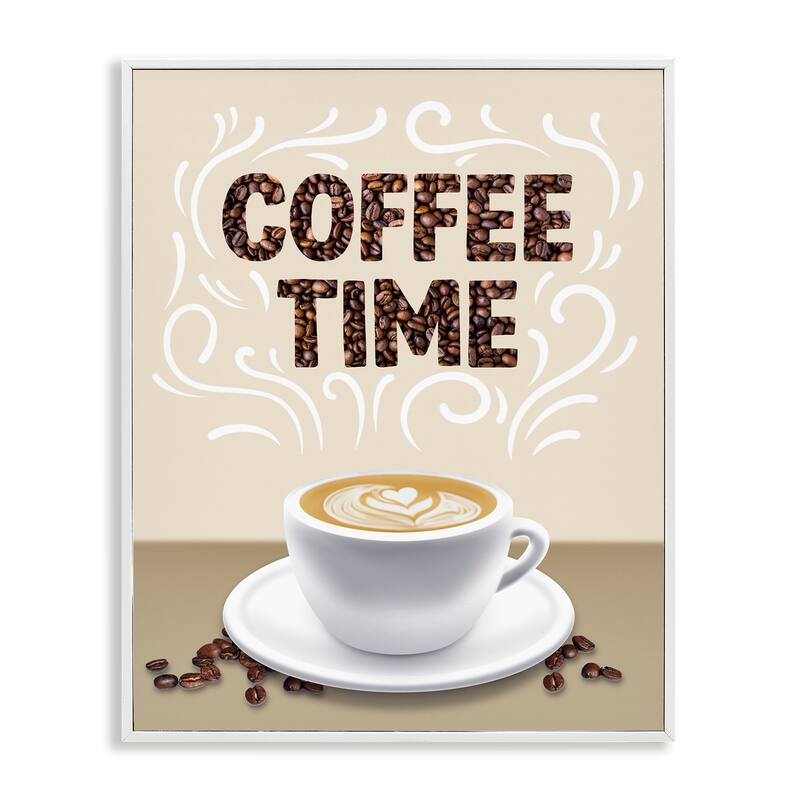 Stupell Traditional Coffee Time Brew Framed Giclee Art Design By Marcus Prime - 16 x 20 - White