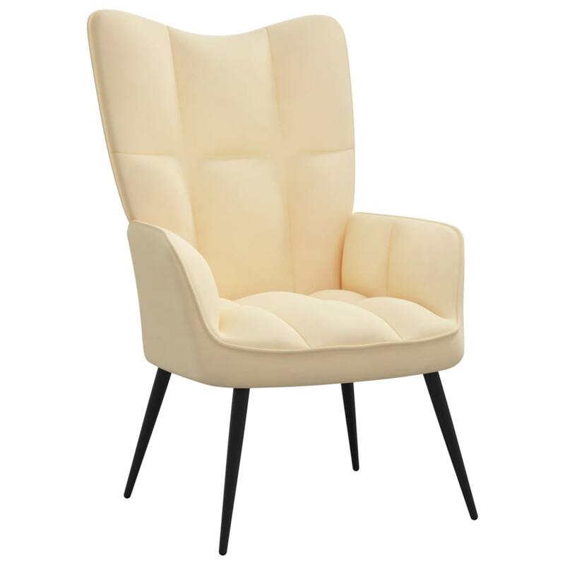 vidaXL Relaxing Chair multi colors Velvet - without Stool - Cream white
