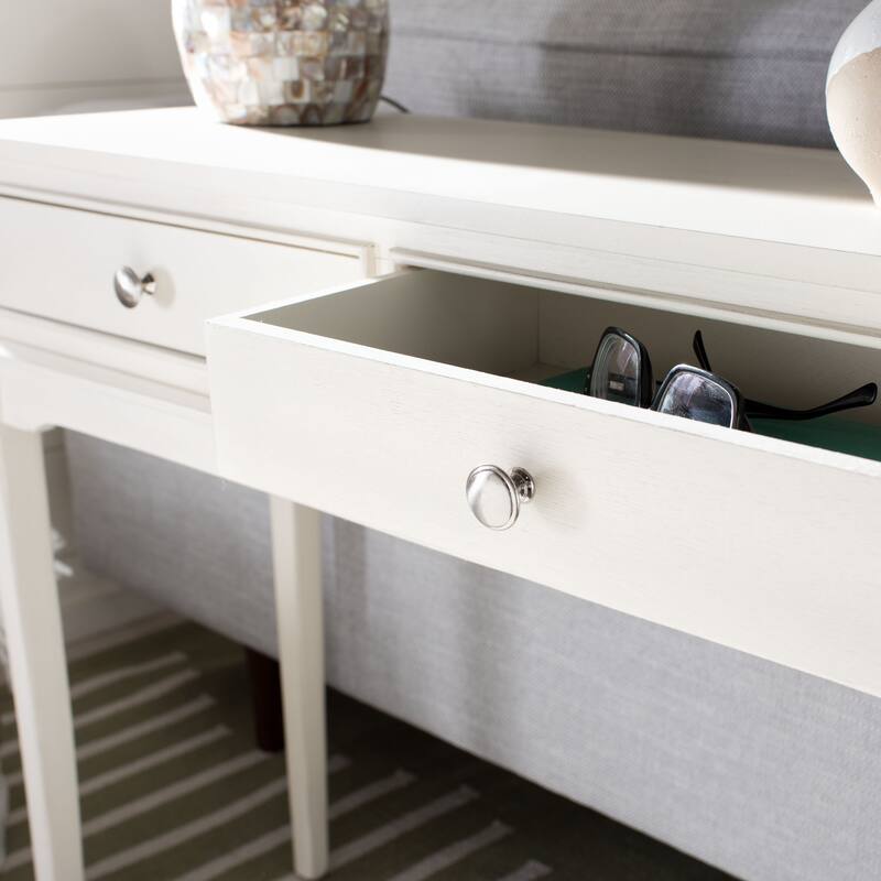 SAFAVIEH Affie 2-Drawer Console Table - 35.5" W x 13" L x 29.5" H - 36Wx13Dx30H - Distressed White