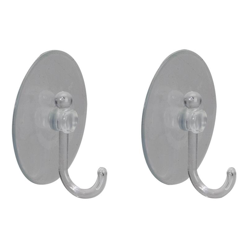 Pack of 2 Clear Suction Cups with Hooks 3"