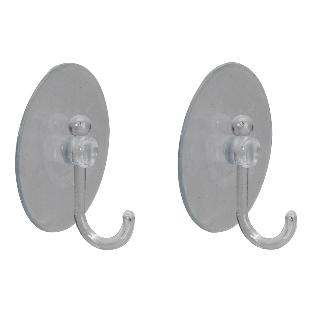 Pack of 2 Clear Suction Cups with Hooks 3"