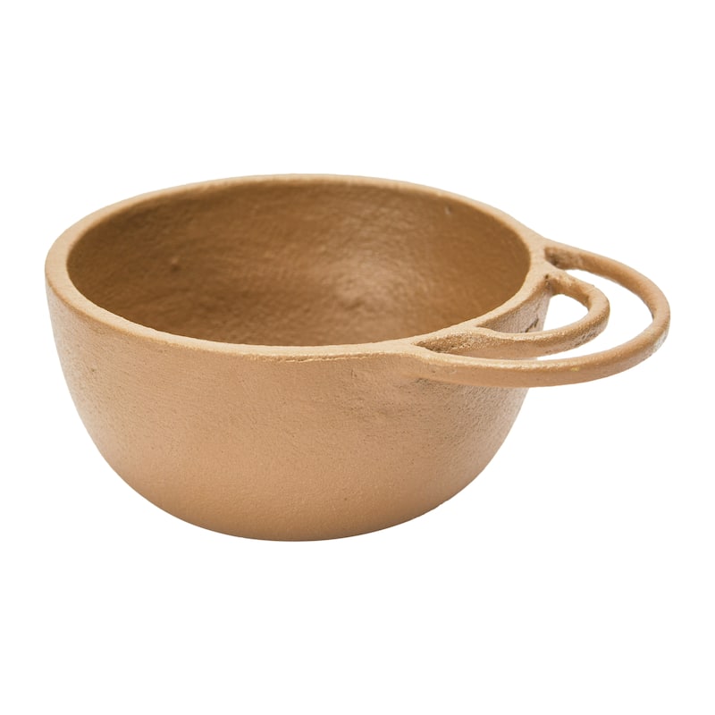 Decorative Textured Metal Bowls with Handles, 2 Colors, Set of 2