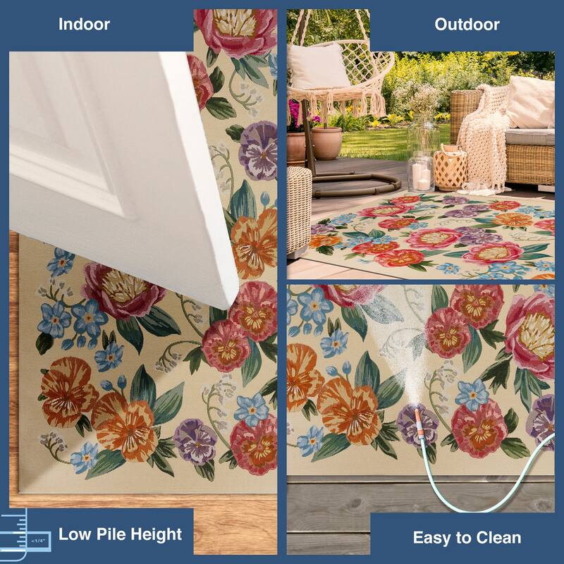 Liora Manne Marina Secret Garden Indoor/Outdoor Area Rug - Chiffon - 7'10" x 9'10"