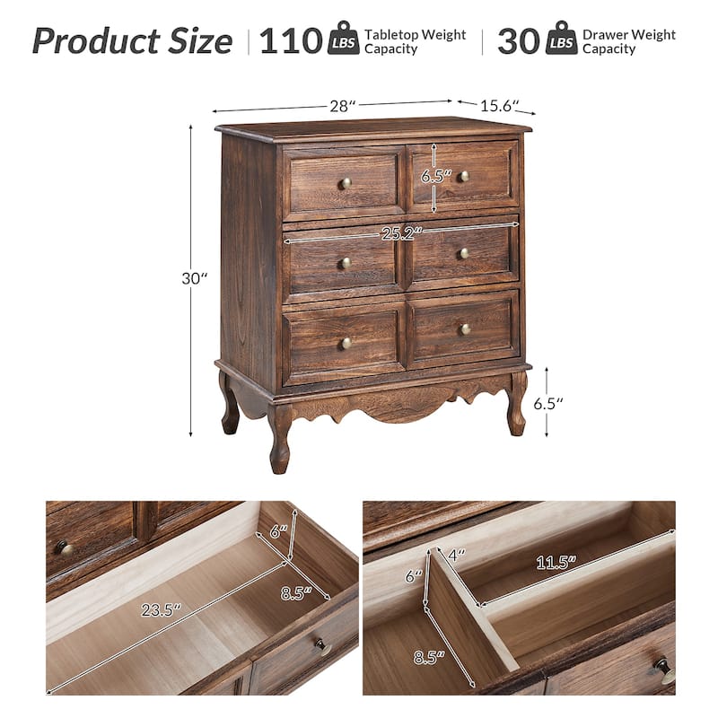 Pallantium Farmhouse 30"Tall Distressed 3-Drawer Nightstand With Solid Wood Legs and Adjustable Feet Set Of 2 by HULALA HOME