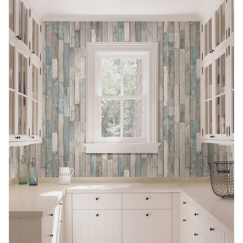 Brewster Barn Board Grey Thin Plank Wallpaper - 20.5 x 396 x 0.025