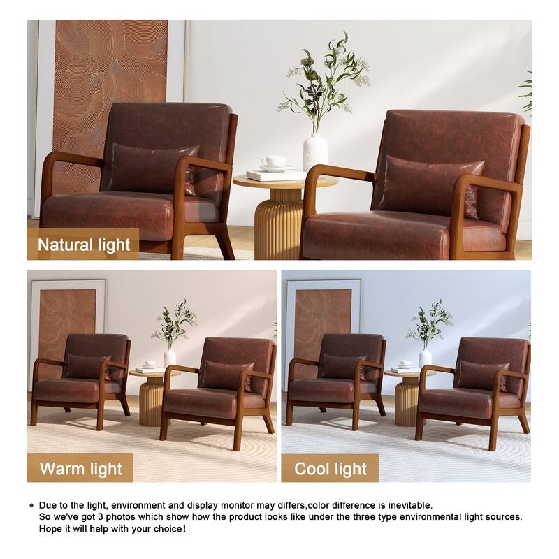 2 Set Mid Century ModernUpholstered Accent Chairs Armchair with Pillow