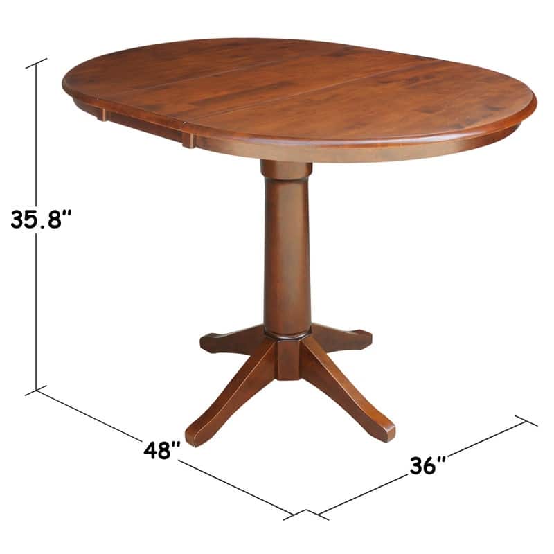 36" Round Top Pedestal Table w/12" Leaf