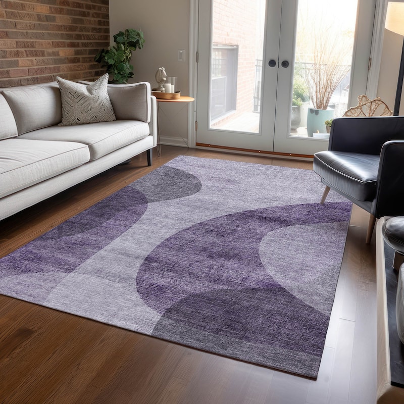 Machine Washable Indoor/ Outdoor Chantille Modern Deco Rug - Purple - 3' x 5'