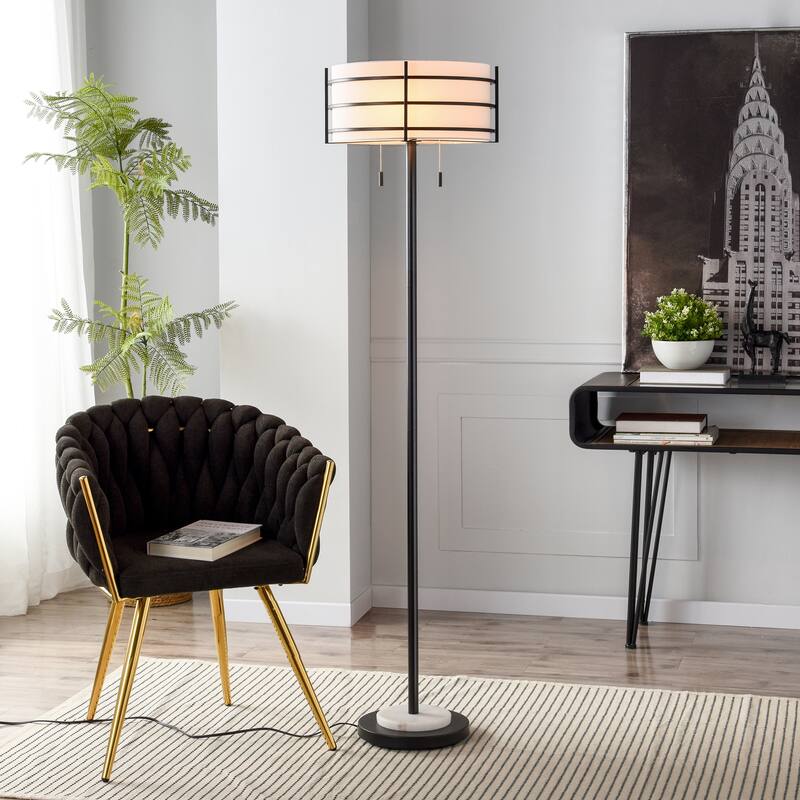 StyleCraft Royce Floor Lamp - Zammel - White Shade