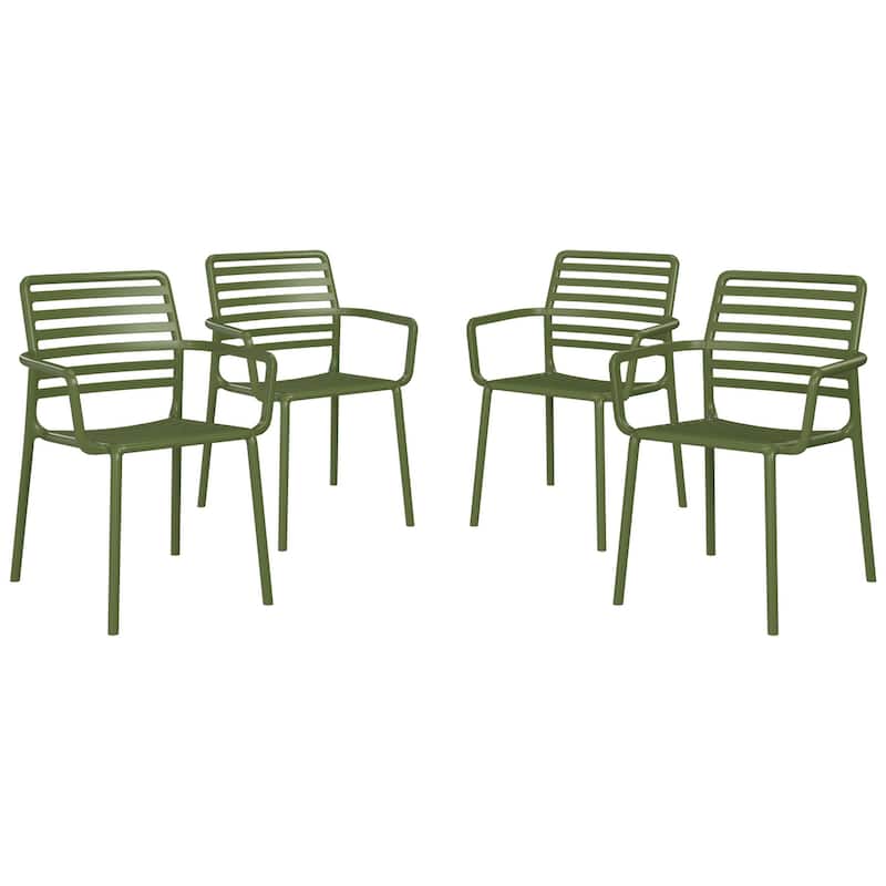 Frond and Form Outdoor Stacking Dining Armchair (Set of 4) - Olive Green