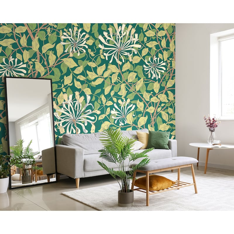 Brewster Origin Murals Honeysuckle Green Wall Mural - N/A
