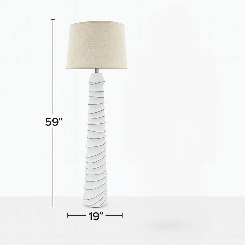 Aria Home Floor Lamp 59 Inch Tall White Floor Light with Linen Shade
