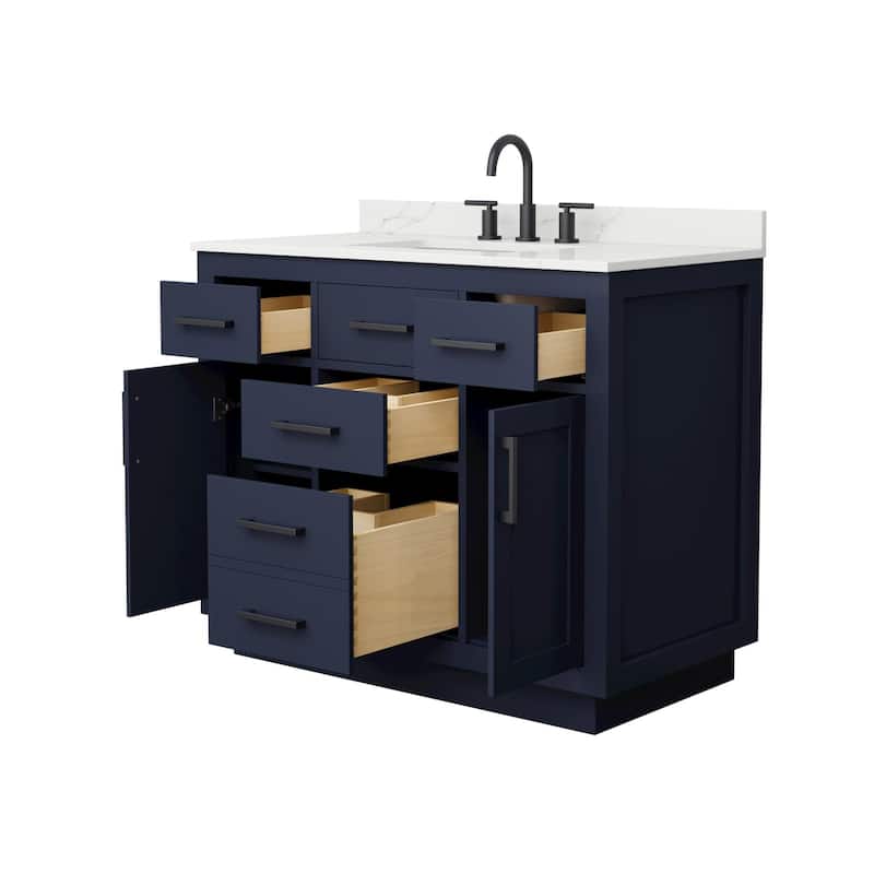 Beckett TK 42-inch Single Vanity, 3 Hole Quartz Top