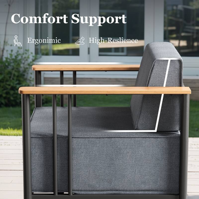Pocassy 7PCS Sofa Swivel Chair Ottoman with Table