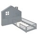 preview thumbnail 10 of 9, Twin Size House Bed with Window and Bedside Drawers, Platform Bed with Shelves and a set of Sockets and USB Port, Grey