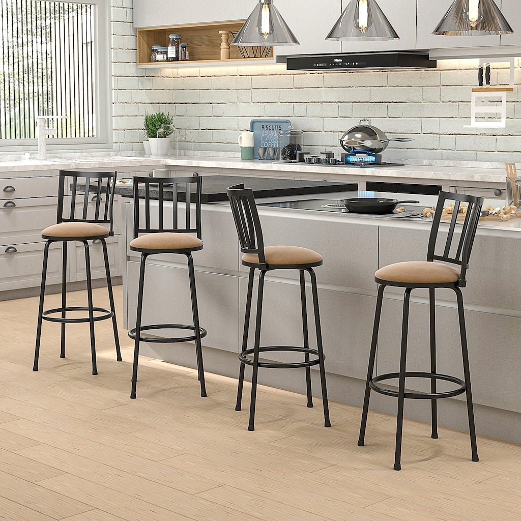 VECELO Counter Height Barstools, Adjustable Bar Stools from 36.4-42.8Inch,Upholstered Seat Swivel Barstool Set of 2/4/6