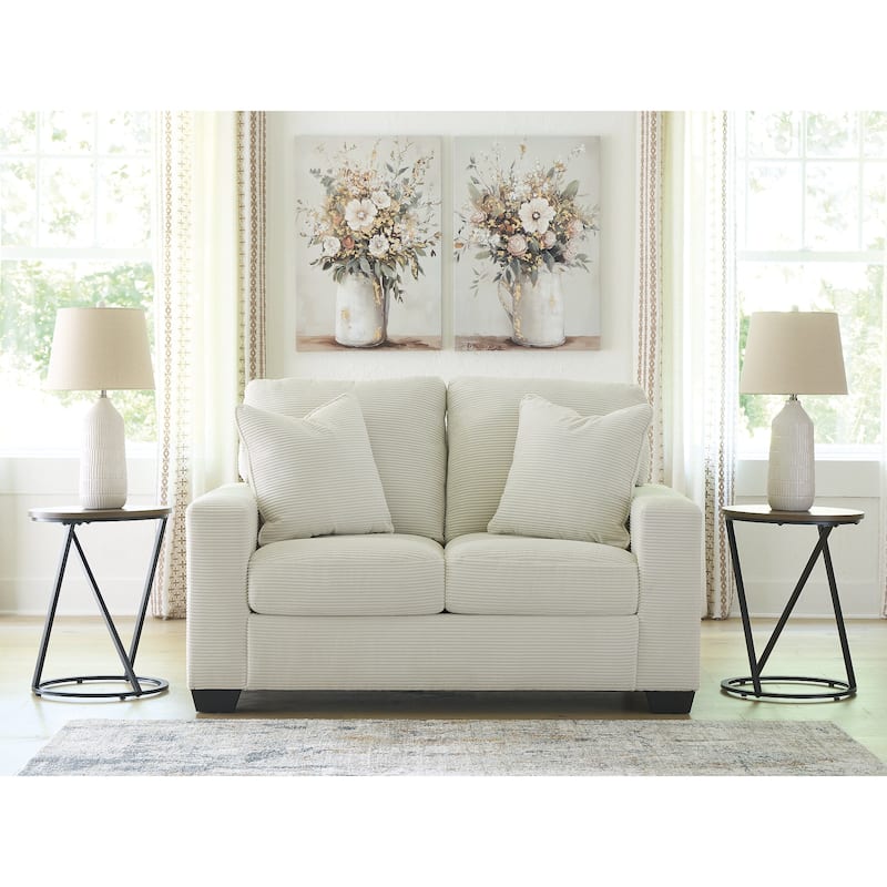Signature Design by Ashley Ammon White Loveseat - 62"W x 38"D x 40"H