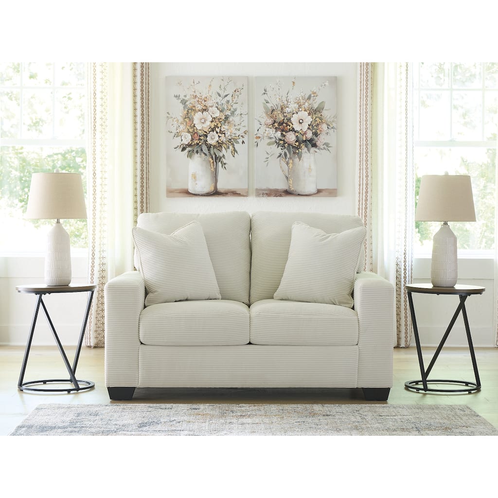 Signature Design by Ashley Ammon White Loveseat - 62"W x 38"D x 40"H