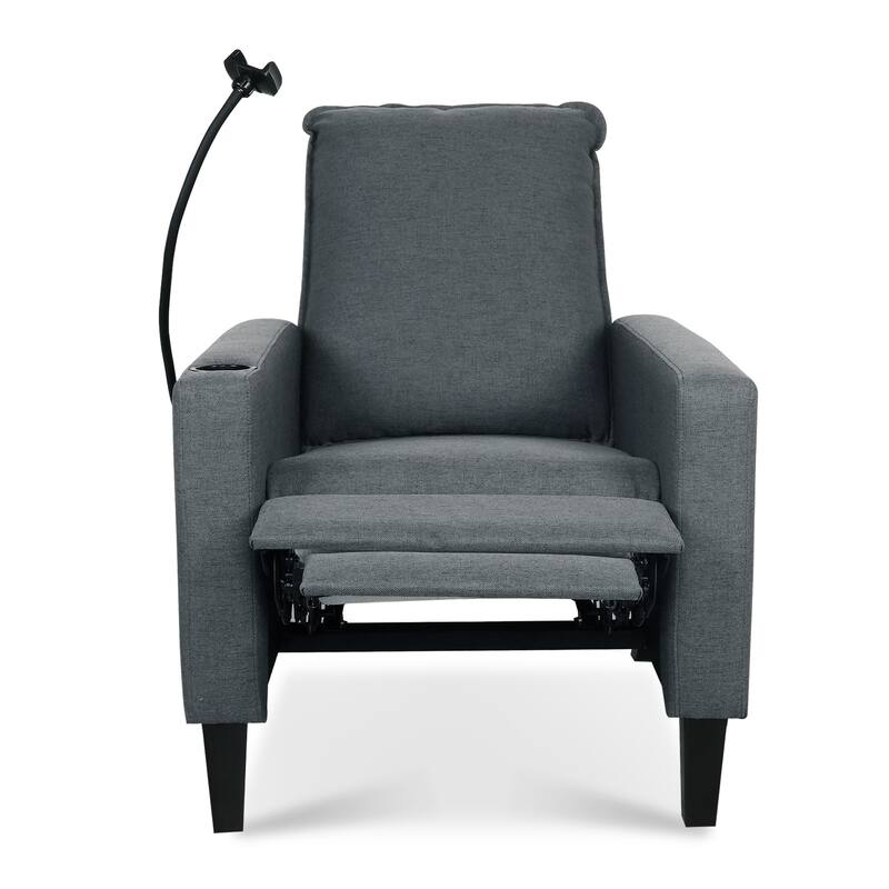 Polyester Recliner Chair with Phone Holder and Cup Holder, 3-Position Recline, 220lb Capacity