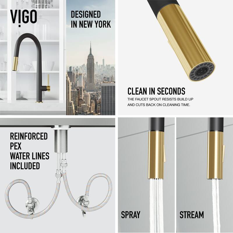 VIGO Greenwich 18" H Single Handle Pull-Down Sprayer Kitchen Faucet