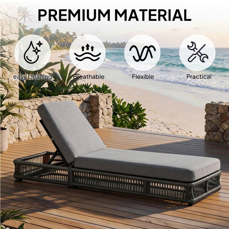 Adjustable Backrest Outdoor Chaise Lounge Chair Patio Pool Lounger