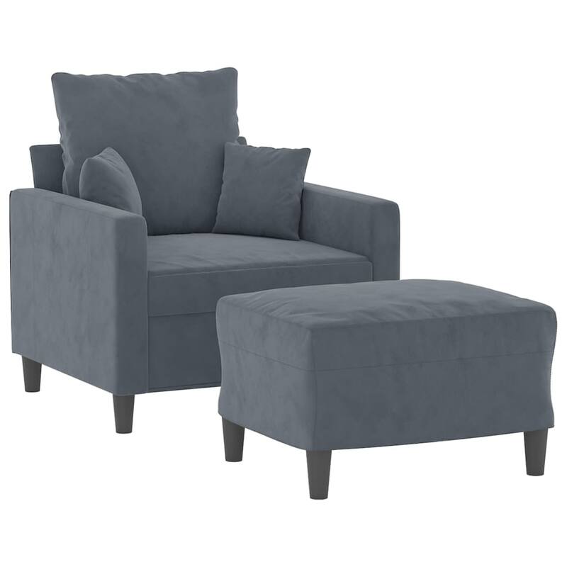 vidaXL Sofa Chair Accent Upholstered Single Sofa Chair with Footstool Velvet - 30.7 x 30.7 x 31.5 in.