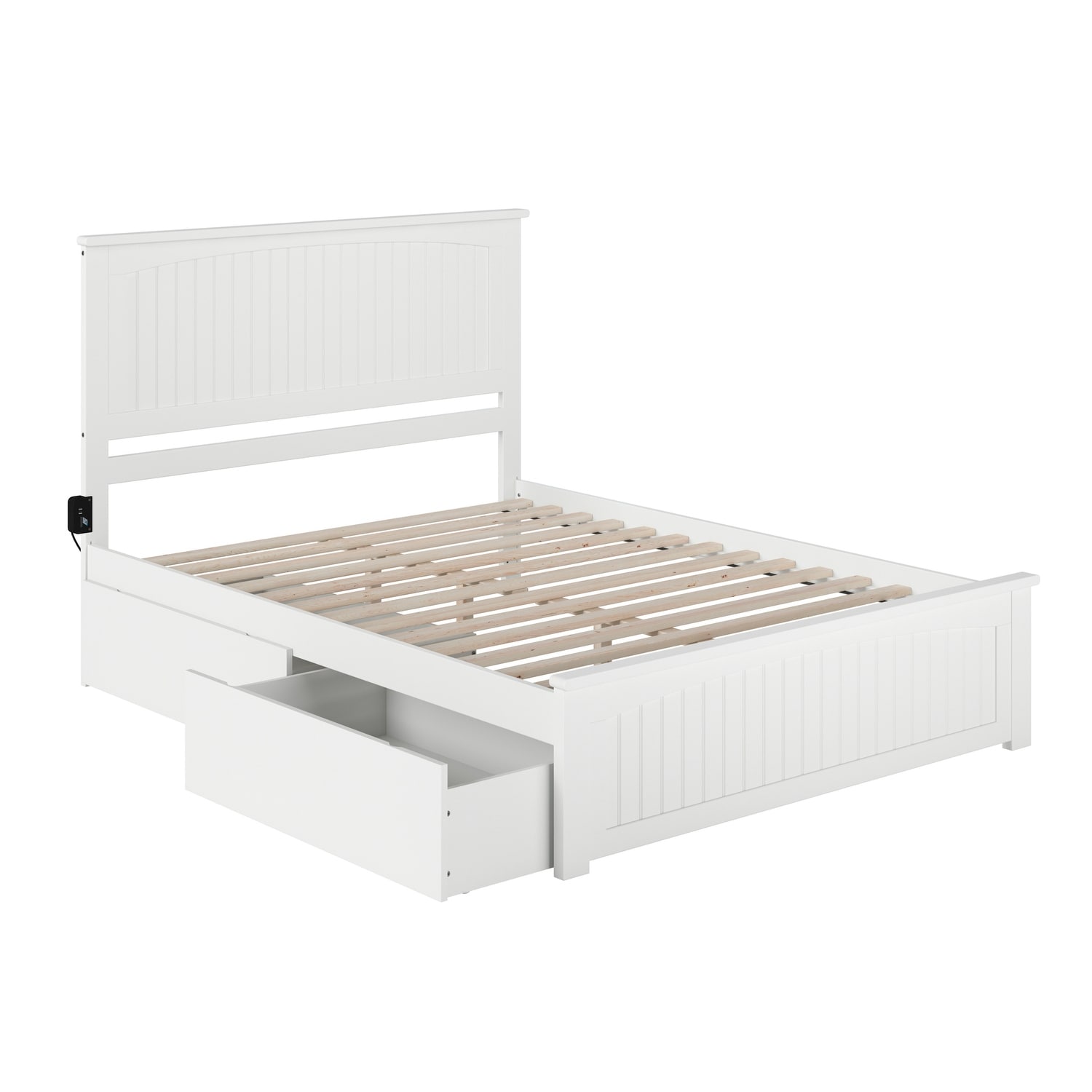 White queen platform store bed with storage
