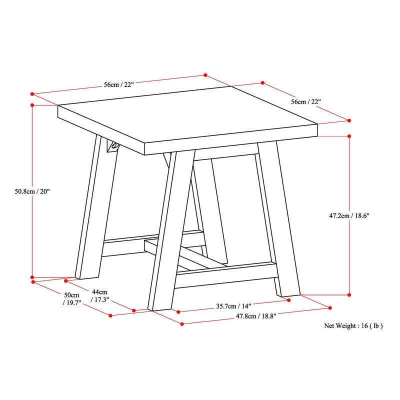 WYNDENHALL Hawkins Solid Wood 22-inch Square Retro Modern Side Table - 22 W x 22 D x 20 H