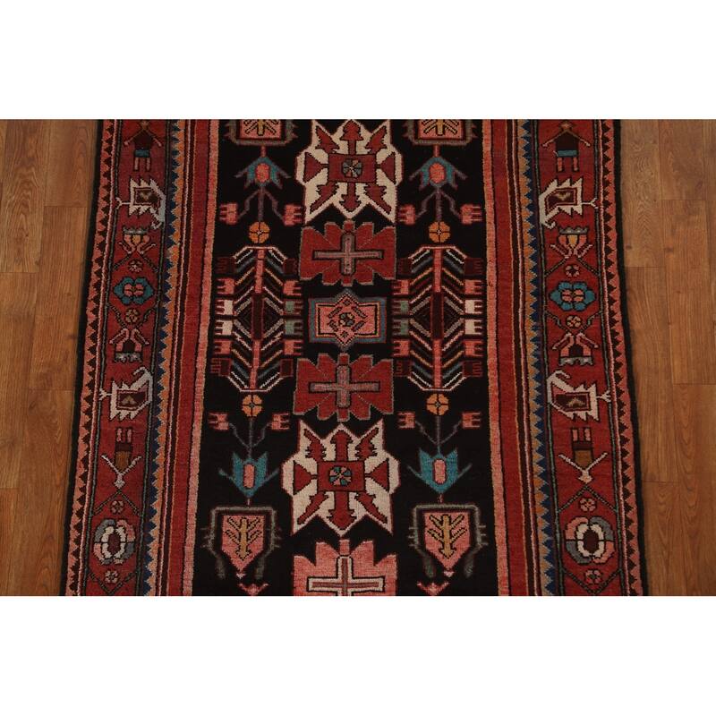 Tribal Geometric Hamedan Persian Runner Rug Wool Hand-knotted Carpet - 3'6" x 9'7"