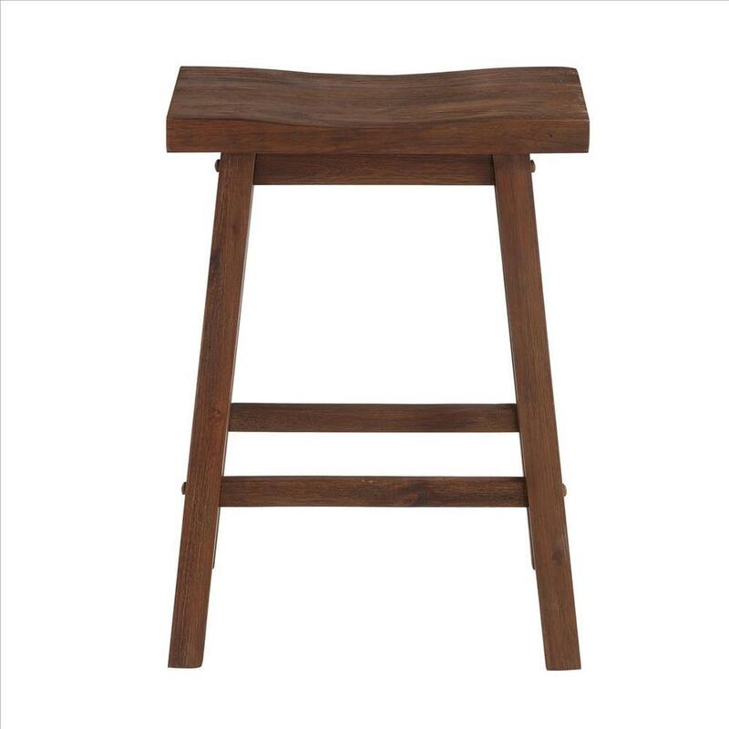 Saddle Design Wooden Counter Stool with Grain Details - 24.25 H x 17.75 W x 10 L Inches