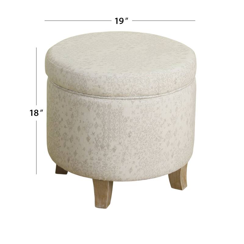Carson Carrington Harv Round Storage Ottoman Flared Wood Leg in Grey and Natural