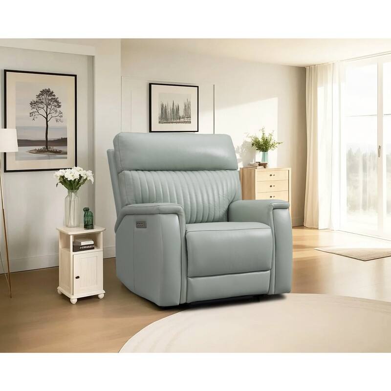 Leather Zero Gravity Power Recliner with Power Headrest and Power Lumbar,USB&USB-C Port