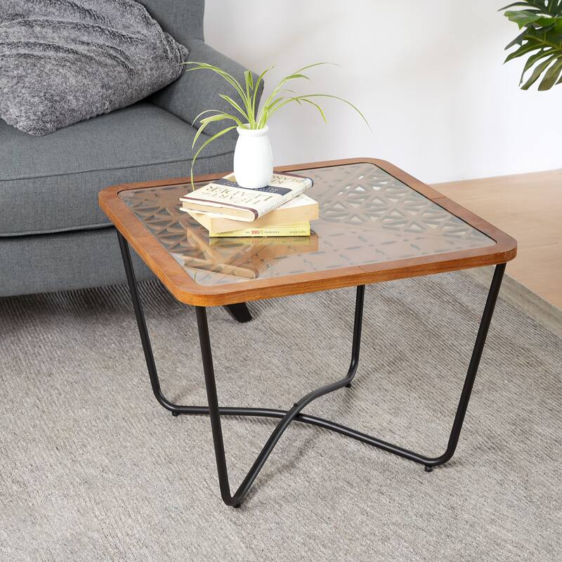 The Smooth Tempered Glass Surface Modern Square Coffee Table