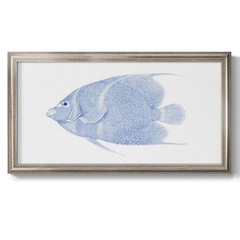 Blue & White Tropical Fish V Premium Framed Canvas- Ready to Hang