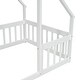 preview thumbnail 26 of 25, Twin Size Wood House-Shaped Floor Bed with Fence and Guardrails, Grey