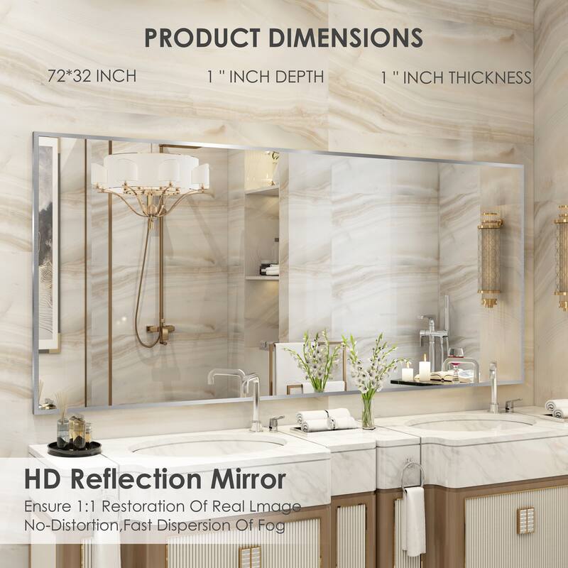 QuivaraView Wall Mounted Aluminum Frame Bathroom Vanity Mirror