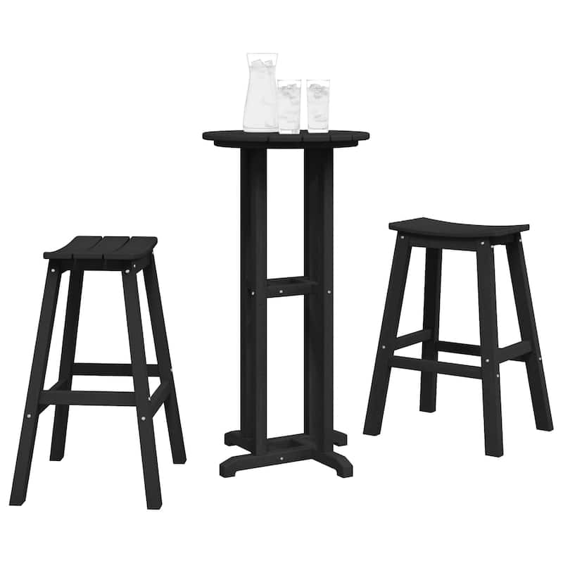 vidaXL 3/4 Piece Garden Bar Set Black HDPE