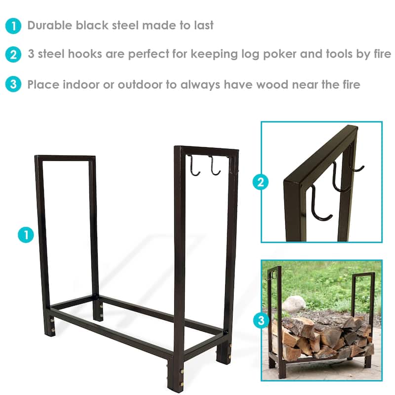 Sunnydaze Log Rack 30" Steel with Bronze Finish Indoor-Outdoor Firewood Storage - Bronze|Bronze