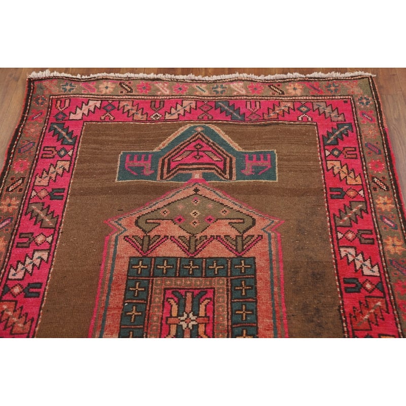 Ardebil Persian Vintage Runner Rug Hand-knotted Wool Carpet - 3'10" x 13'2"