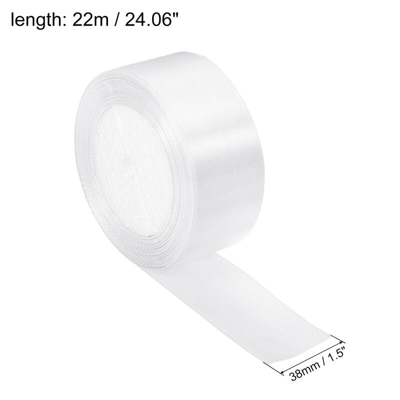 Satin Ribbon Double Face Crafts Roll for Party DIY Wrapping Decoration - White